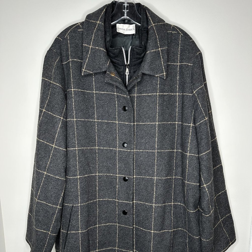 Donna Enrica Size 28 Gray Grey Wood Blend Jacket Coat